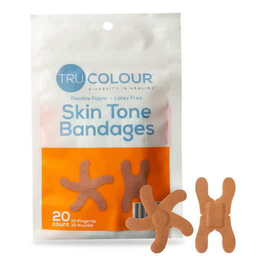 Waterproof Adhesive Strip Tru-Colour® Assorted Sizes Fabric Knuckle / Fingertip Brown Sterile - TCB-NKF