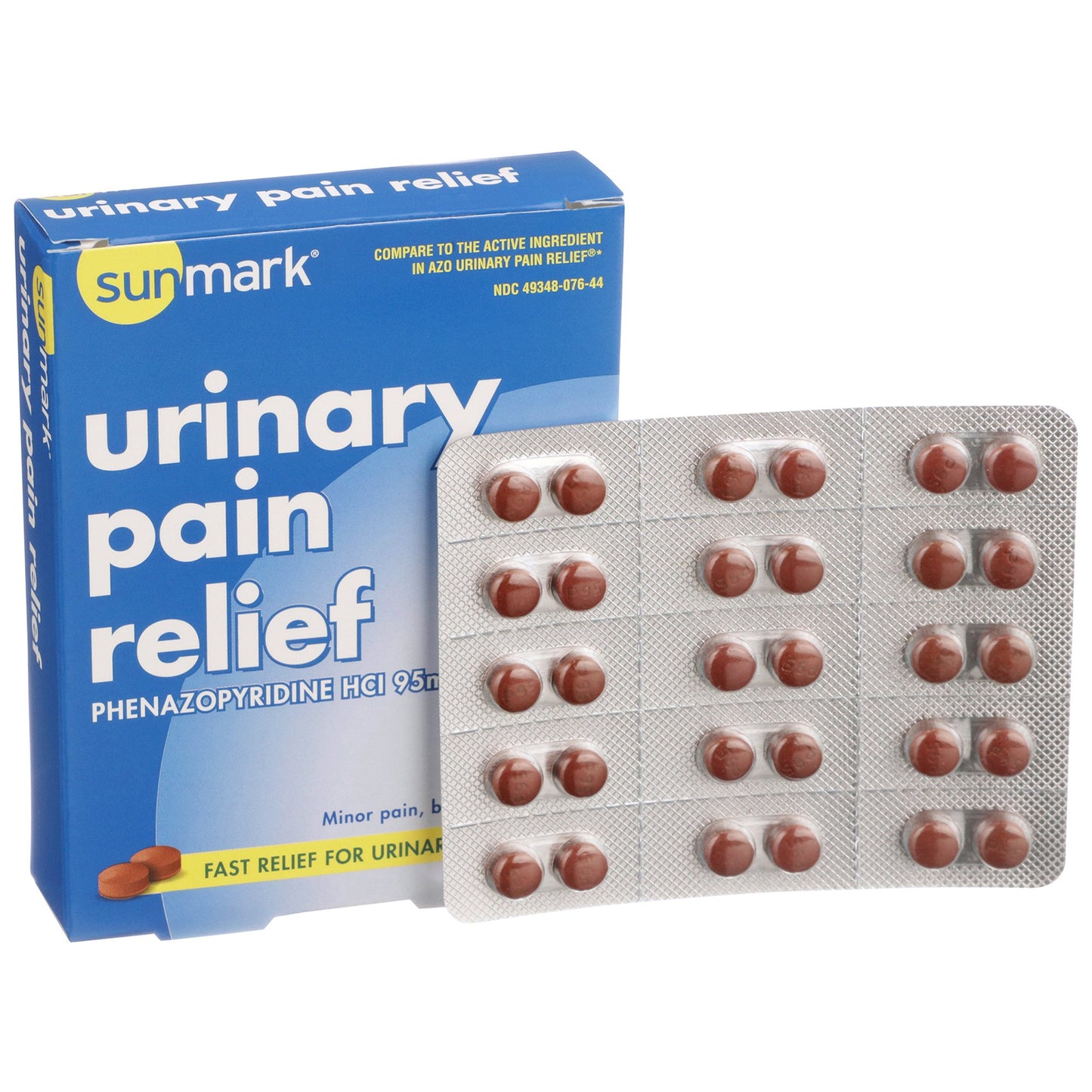 Urinary Pain Relief sunmark® 95 mg Strength Phenazopyridine HCL Tablet 30 per Box - 49348007644