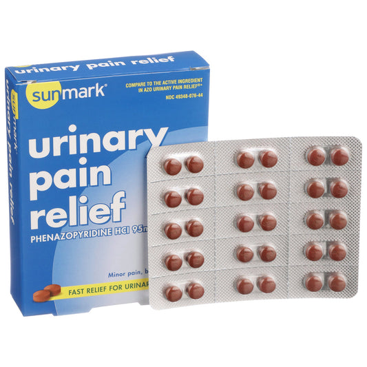 Urinary Pain Relief sunmark® 95 mg Strength Phenazopyridine HCL Tablet 30 per Box - 49348007644