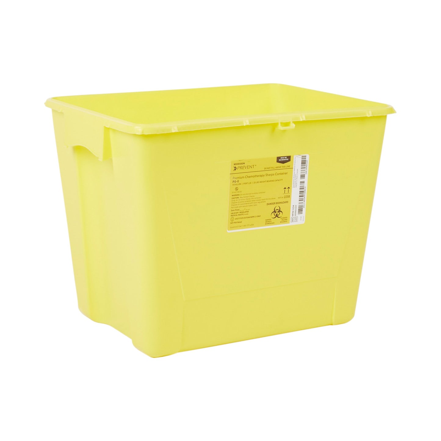 McKesson Prevent® Sharps Container, 8 Gallon, 13-1/2 x 17-3/10 x 13 Inch 2258