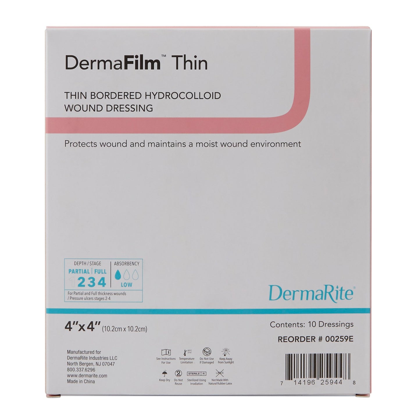 DermaFilm® Hydrocolloid Dressing, 4 x 4 Inch 00259E