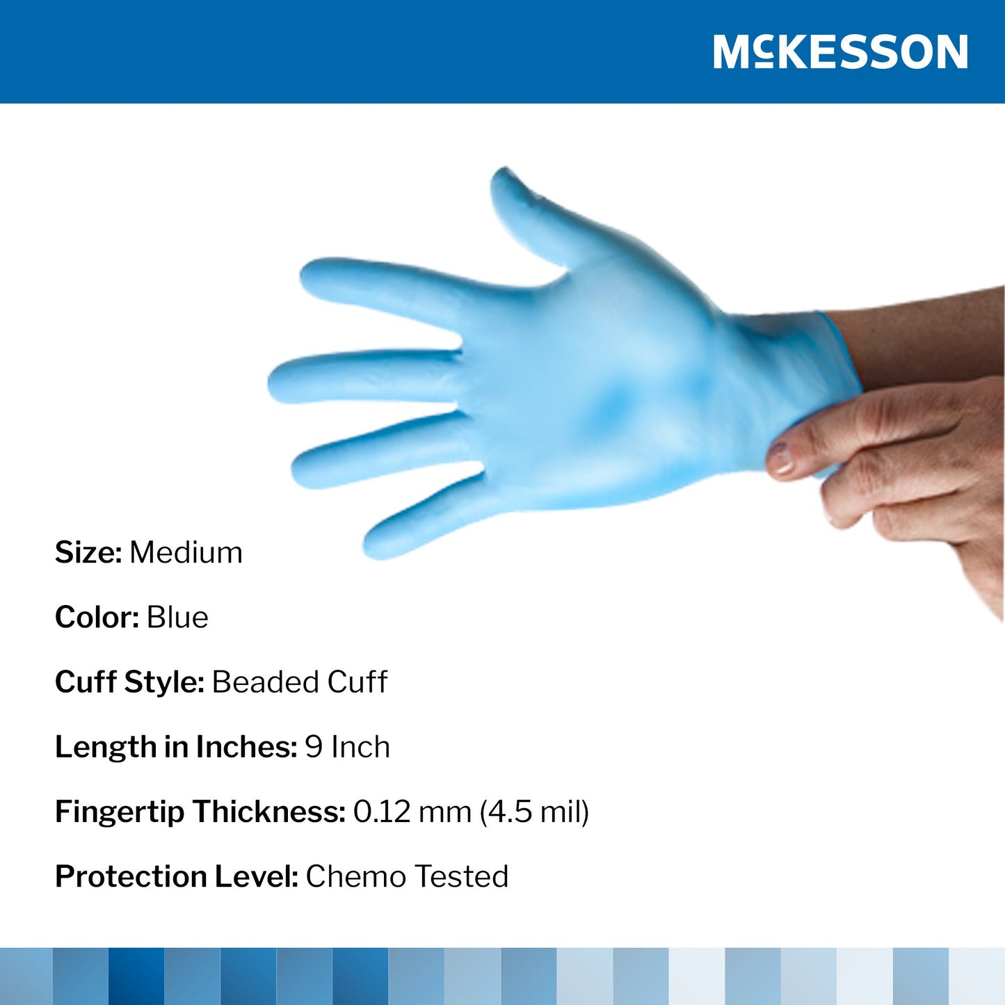 McKesson Confiderm® 4.5C Nitrile Exam Glove, Medium, Blue 14-656C