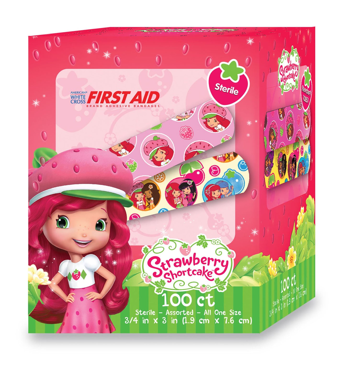 American® White Cross Stat Strip® Strawberry Shortcake Design Adhesive Strips 10851