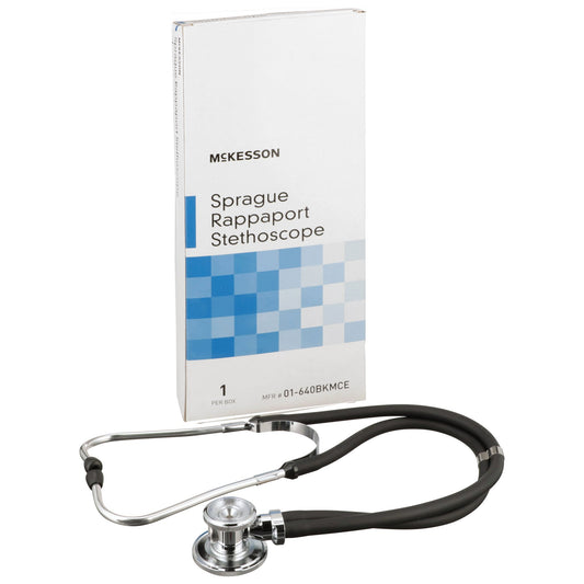 Sprague Stethoscope McKesson Black 2-Tube 16 Inch Tube Double Sided Chestpiece - 01-640BKMCE