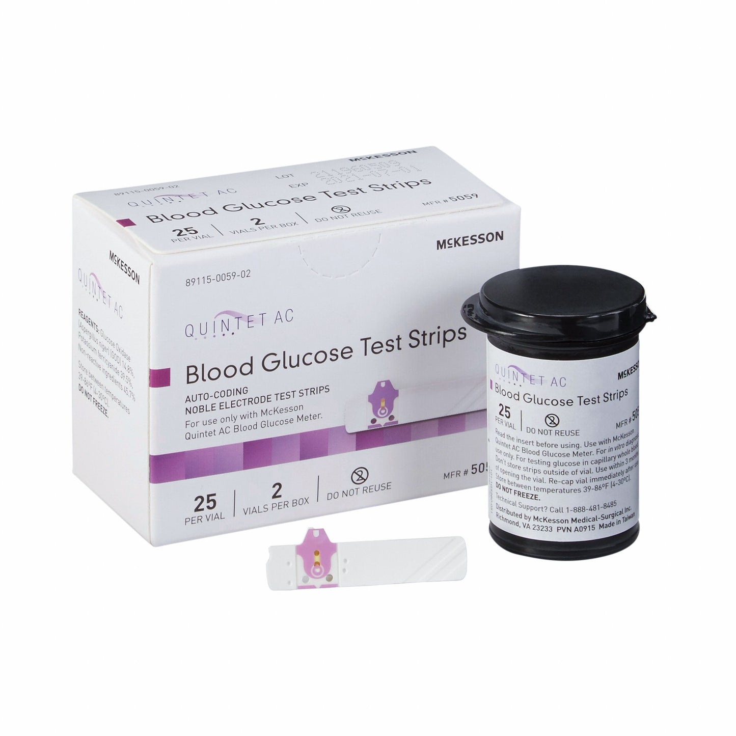 Blood Glucose Test Strips Quintet AC® 50 Strips per Pack - 5059