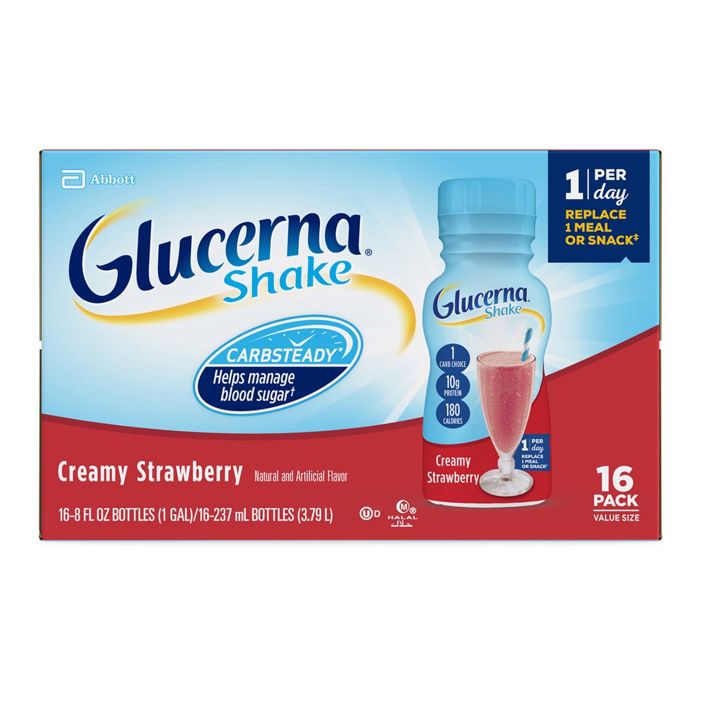 Glucerna® Original Shake, Strawberry Flavor, 8-ounce bottle 57807