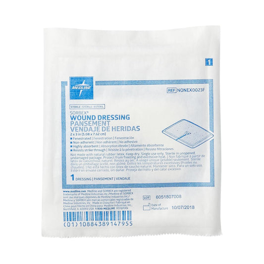 Super Absorbent Dressing Sorbex™ 2 X 3 Inch Fenestrated Rectangle - NONEX0023F