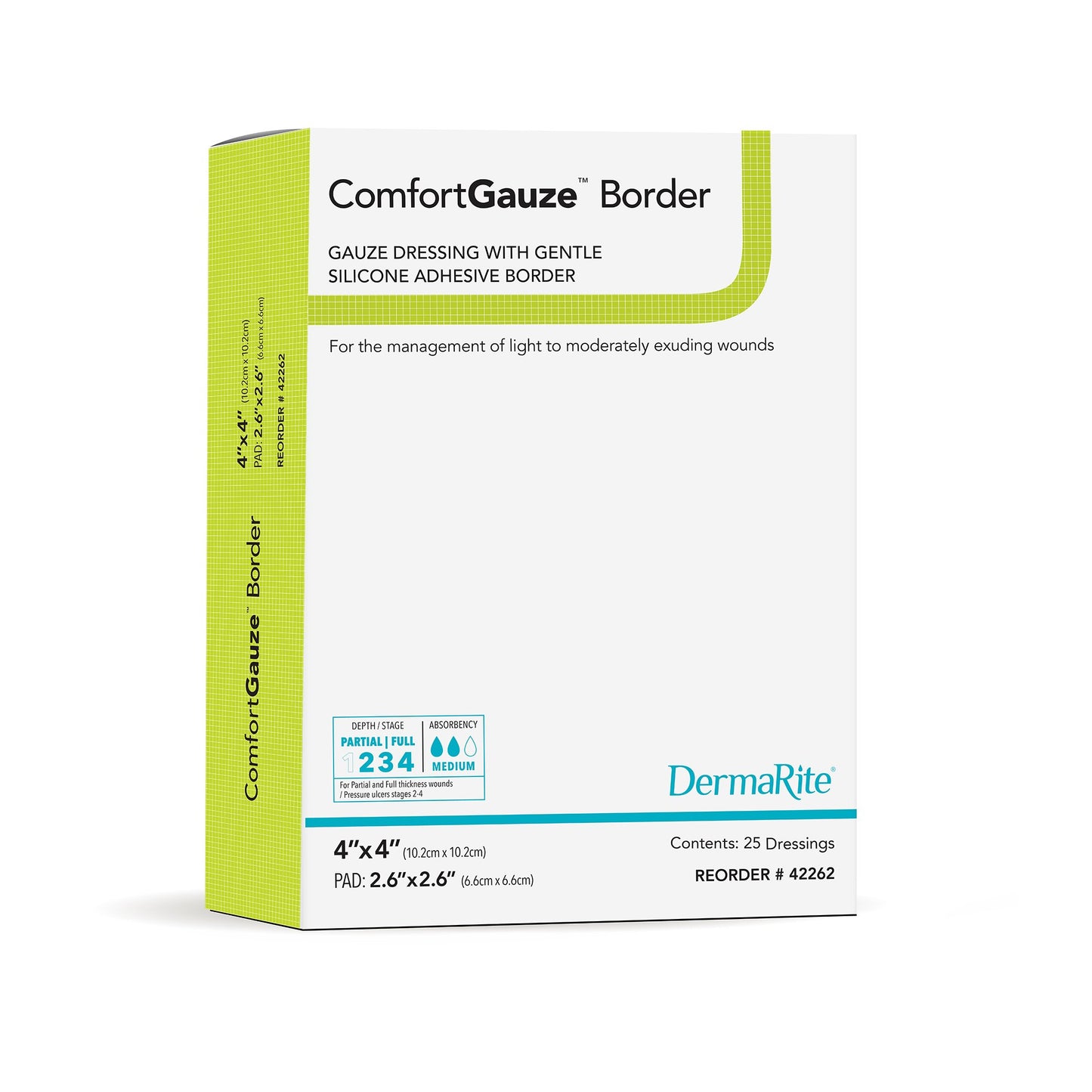 ComfortGauze™ Island Dressing with Silicone Border, 4 x 4 Inch 42262