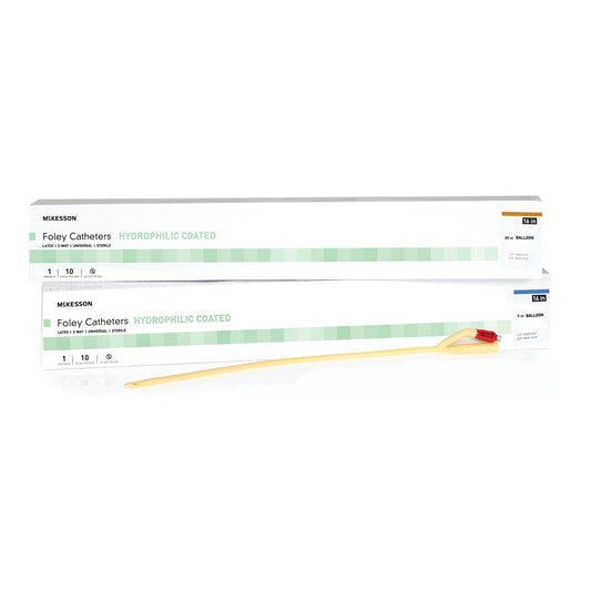 Foley Catheter McKesson 2-Way Coude Tip 5 cc Balloon 16 Fr. Hydrophilic Polymer Coated Latex - 16-LFOL516C