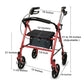 McKesson Folding Steel Four-Wheel Rollator, 12-Inch Seat Width, Red 146-10257RD-1