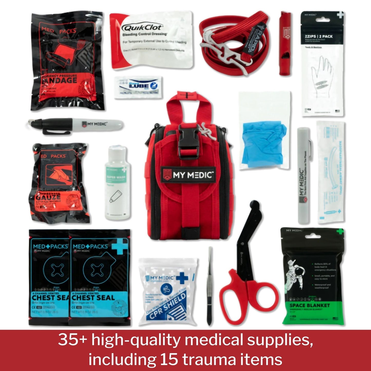 My Medic TFAK Trauma First Aid Kit, Emergency Medical Supplies MM-KIT-SPC-S-TFAK-RED