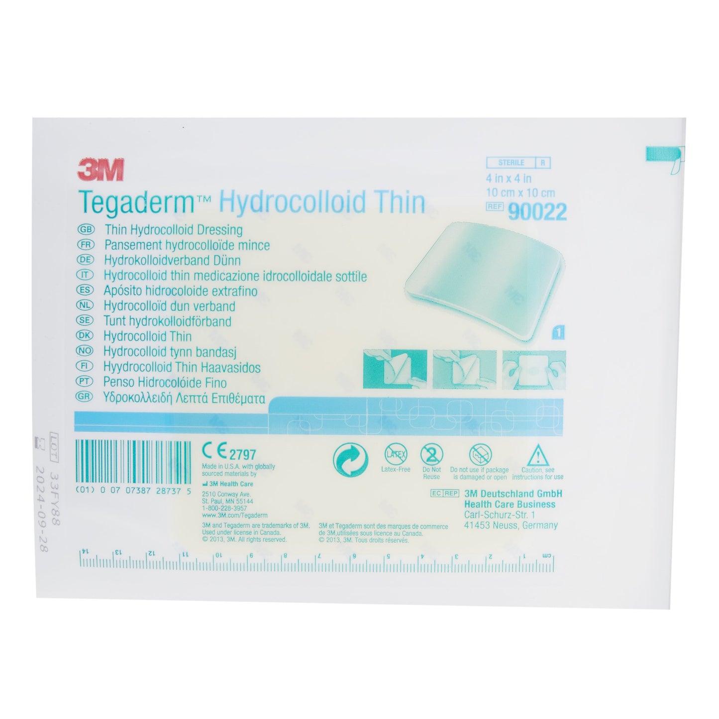 3M™ Tegaderm™ Thin Hydrocolloid Dressing, 4 x 4 Inch 90022
