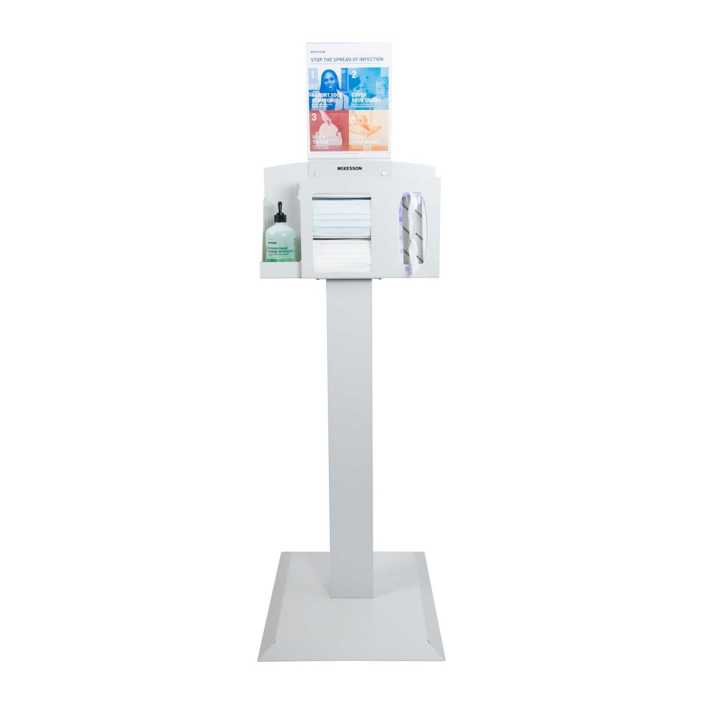 Hygiene Dispensing Station McKesson Floor Stand Quartz Beige 18 W X 59.10 H X 18 D Inch Aluminum / Cold Rolled Steel / PETG Plastic - 134-101