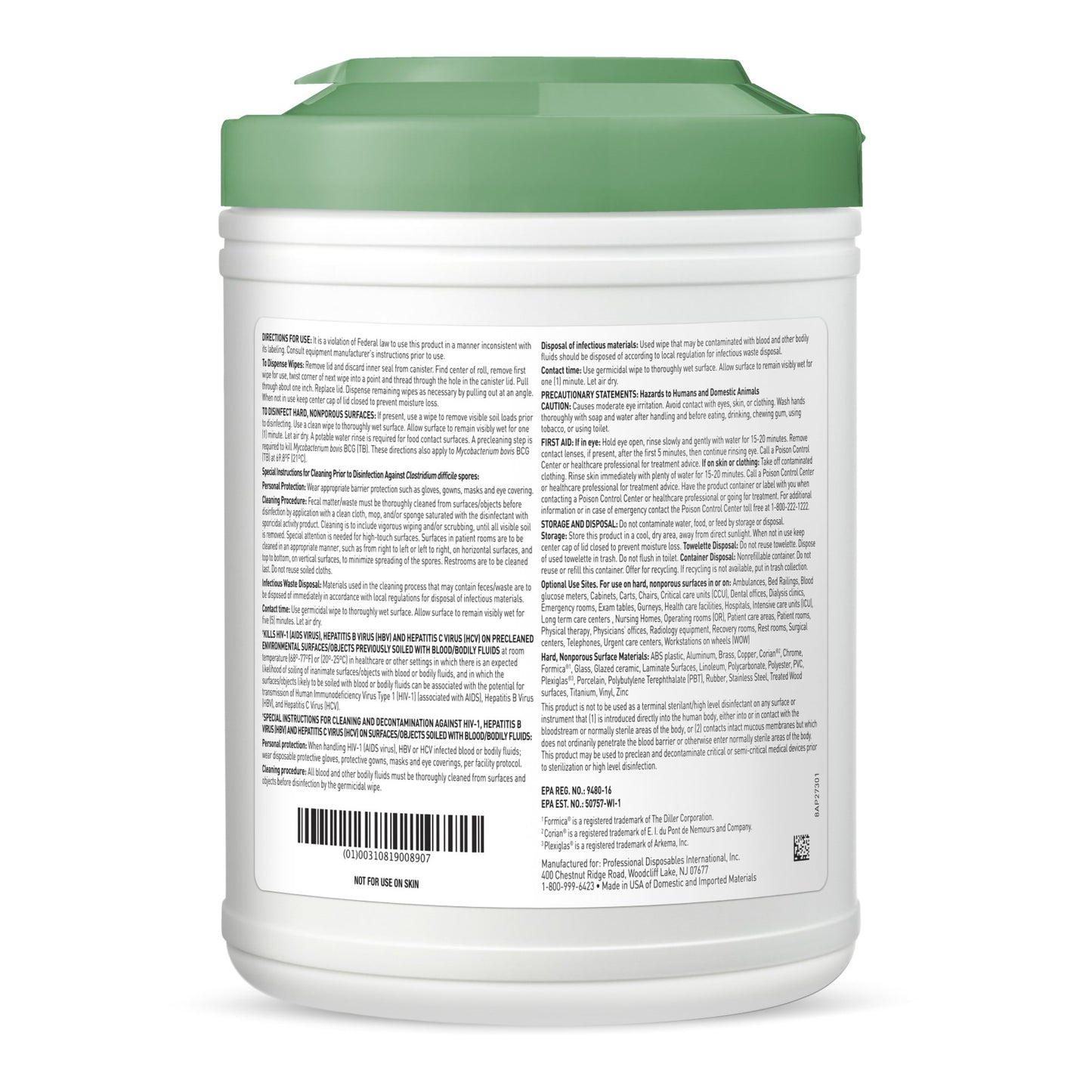 Sani-HyPerCide® Large Germicidal Disinfectant Wipes, Canister, 160 ct. P27372