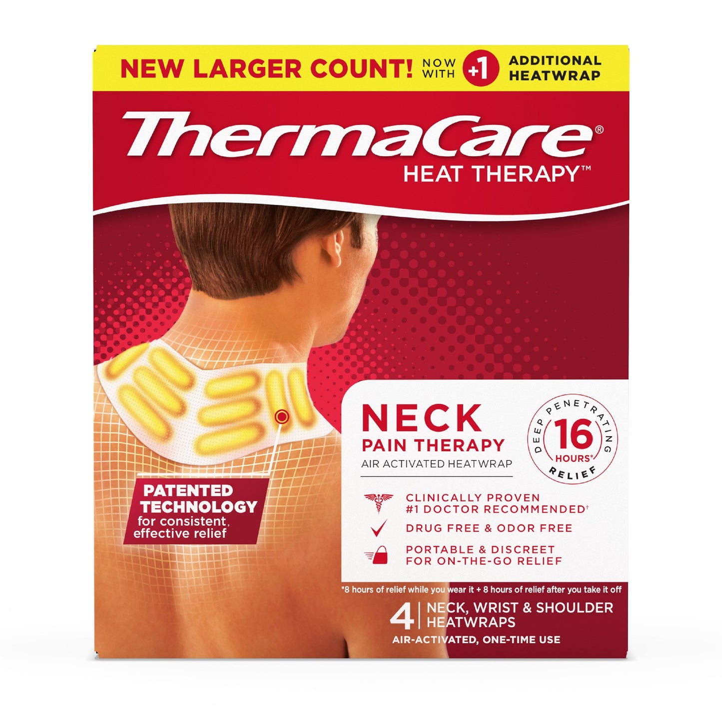 Instant Hot Patch ThermaCare® HeatWraps Neck / Shoulder / Wrist One Size Fits Most Nonwoven Material Cover Disposable F00573304019