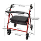 McKesson Bariatric Red Folding Steel Four-Wheel Rollator 146-10216RD-1