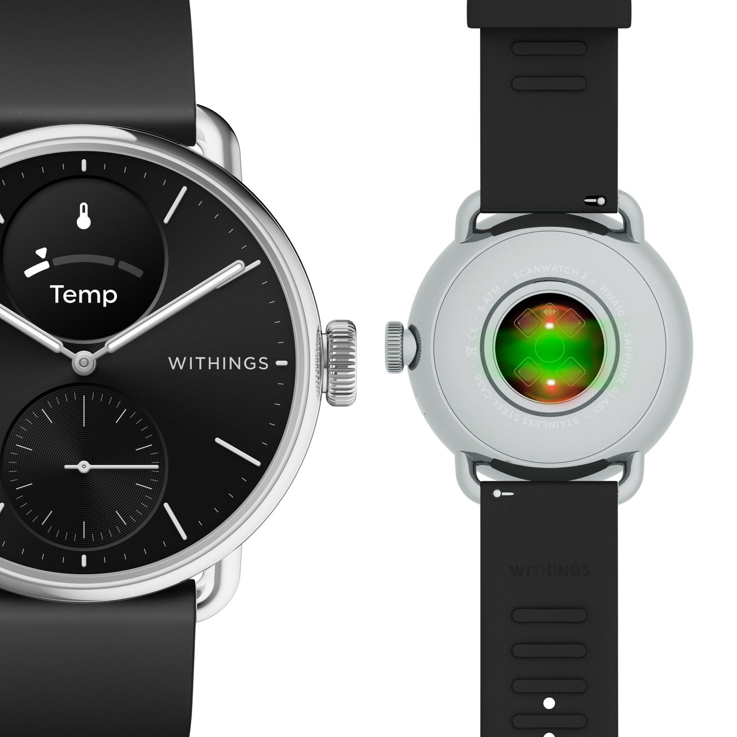Withings ScanWatch 2 Smart Watch, 38mm, Black HWA10-MODEL 1-ALL-INT