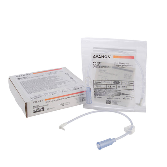 Bolus Enteral Feeding Extension Tube Set MIC-Key 12 Inch, With Cath Tip, SECUR-LOK Right-Angle Connector and Clamp - 0124-12