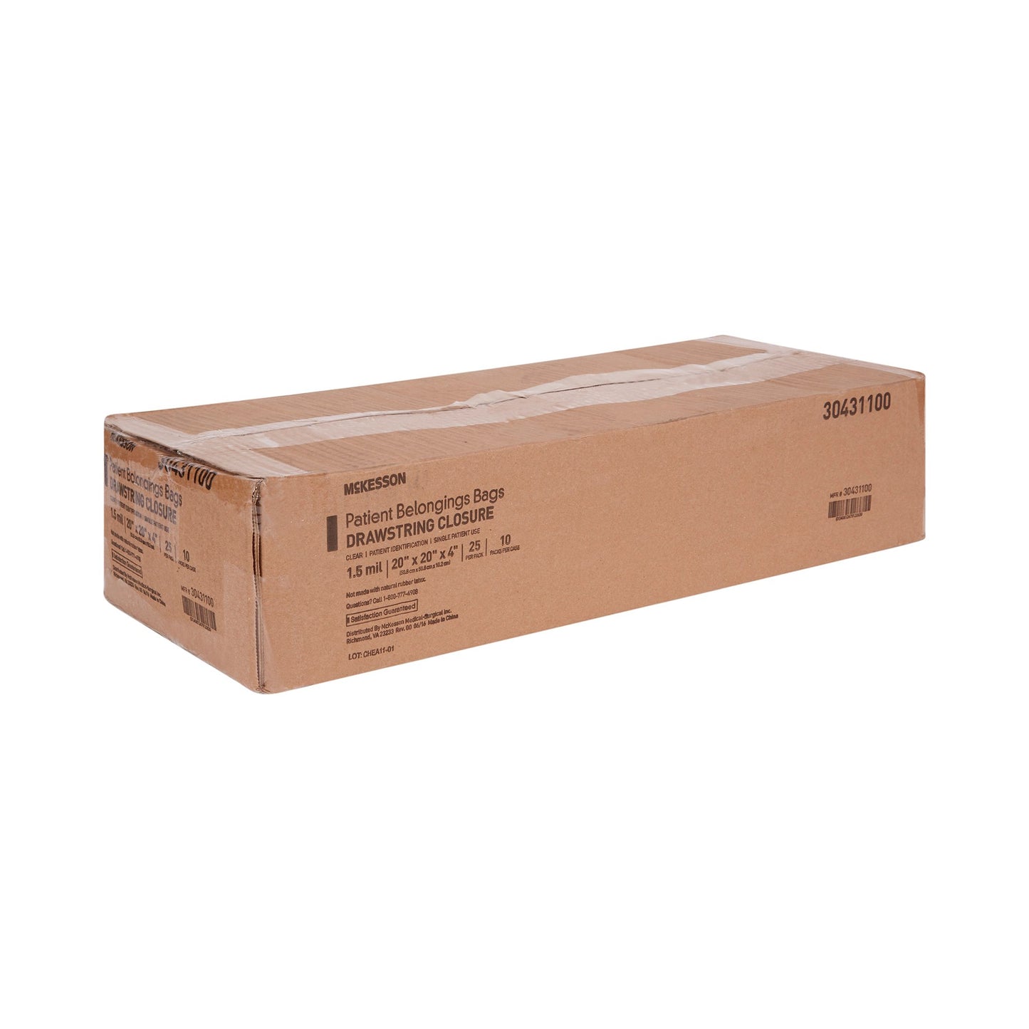 McKesson Patient Belongings Bag, Clear 30431100