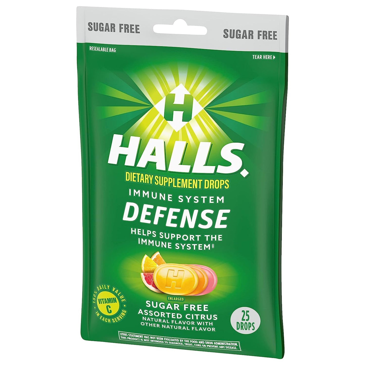 Halls Defense Dietary Supplement Drops Sugar Free Assorted Citrus 31254663261