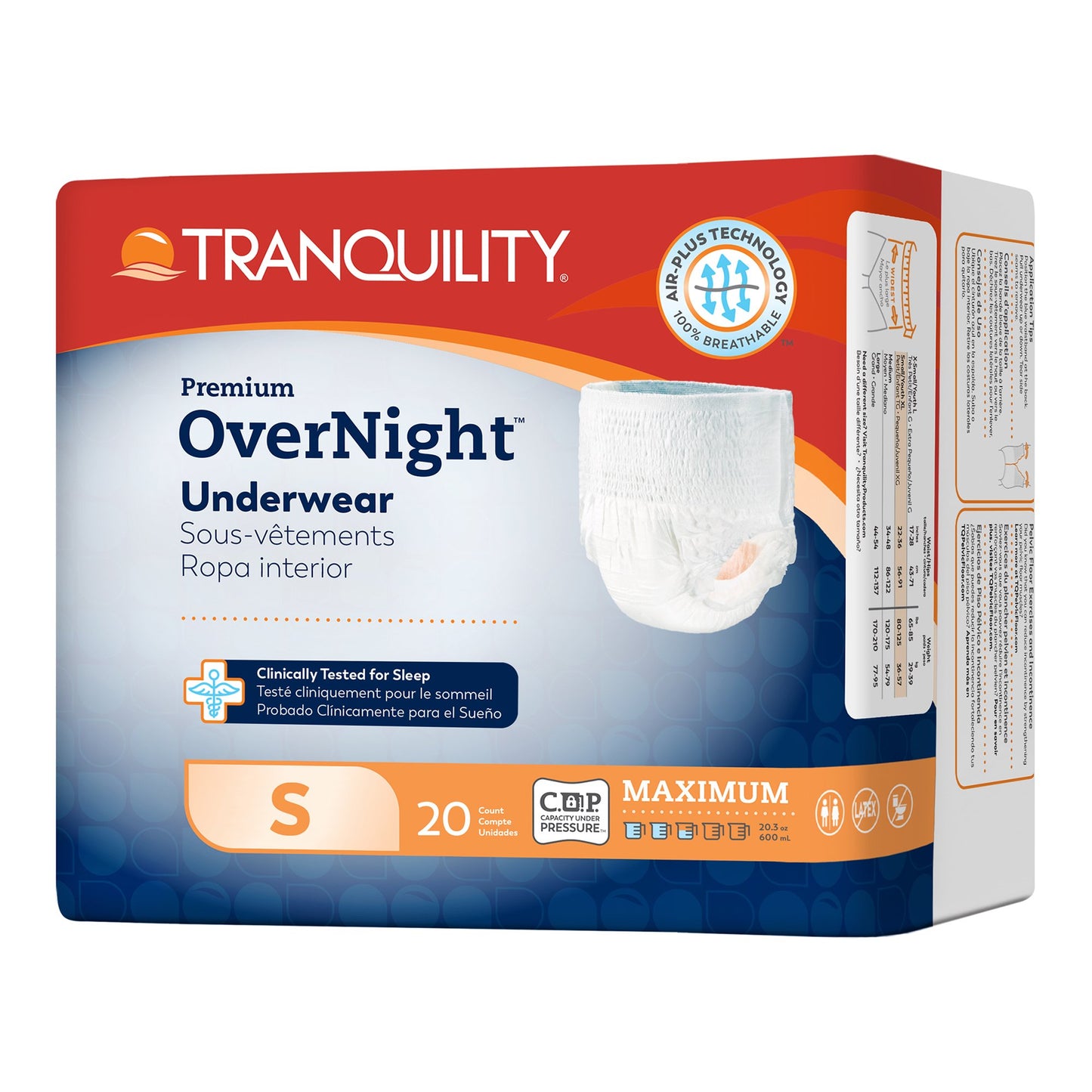 Unisex Adult Absorbent Underwear Tranquility® Premium OverNight™ Pull On with Tear Away Seams Small Disposable Heavy Absorbency - 2114
