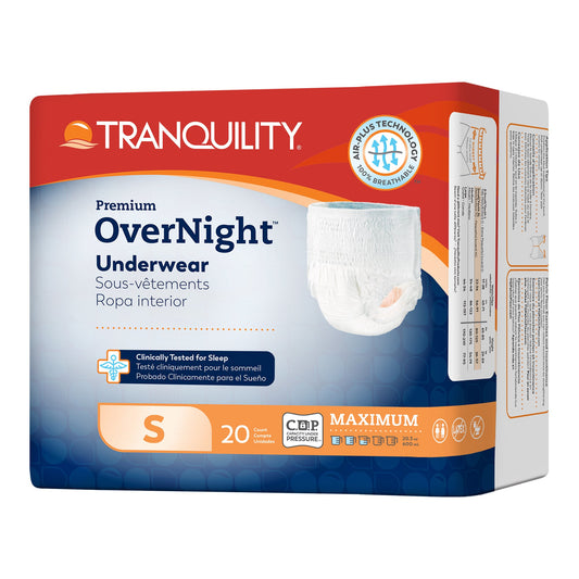 Unisex Adult Absorbent Underwear Tranquility® Premium OverNight™ Pull On with Tear Away Seams Small Disposable Heavy Absorbency - 2114