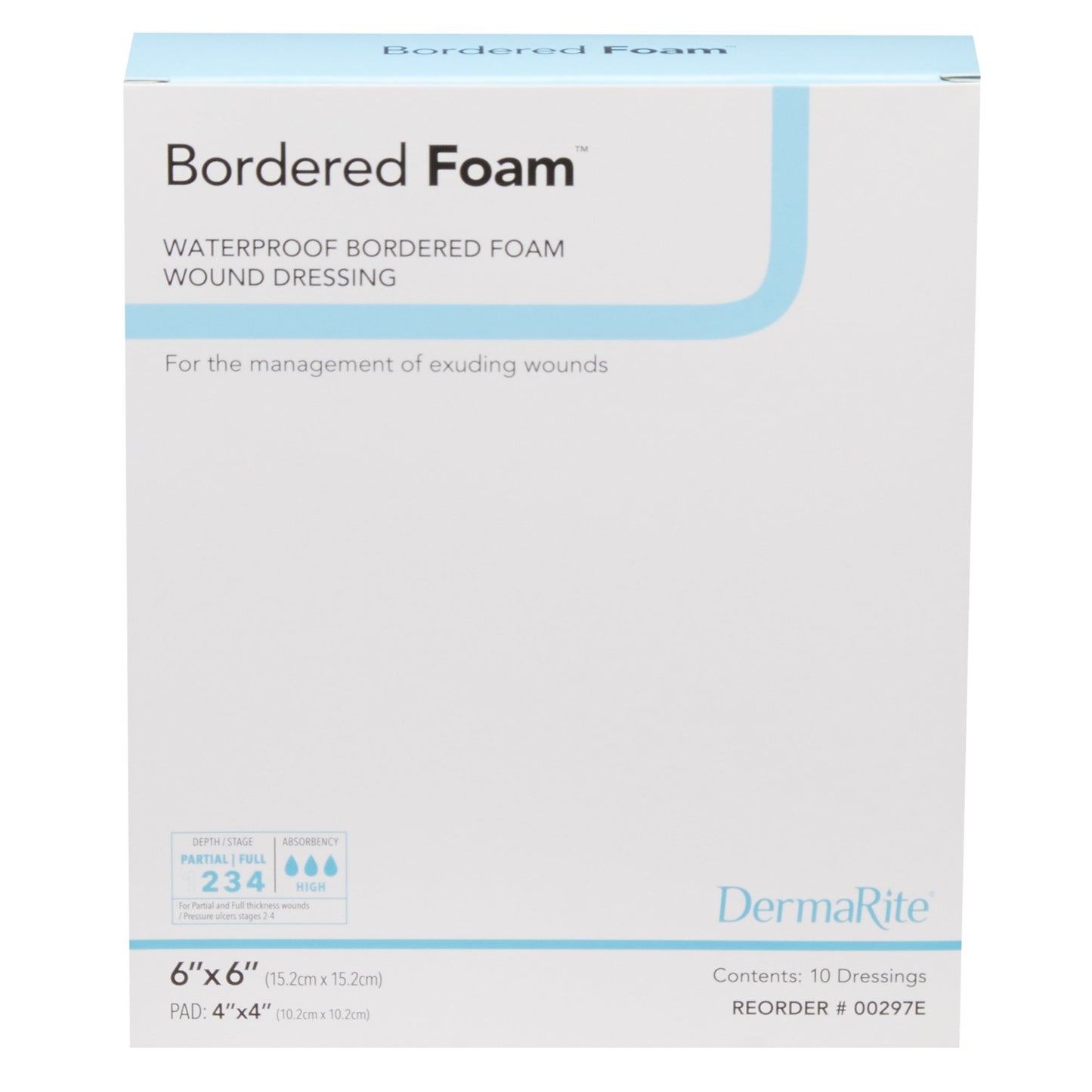BorderedFoam® Adhesive with Border Foam Dressing, 6 x 6 Inch 00297E