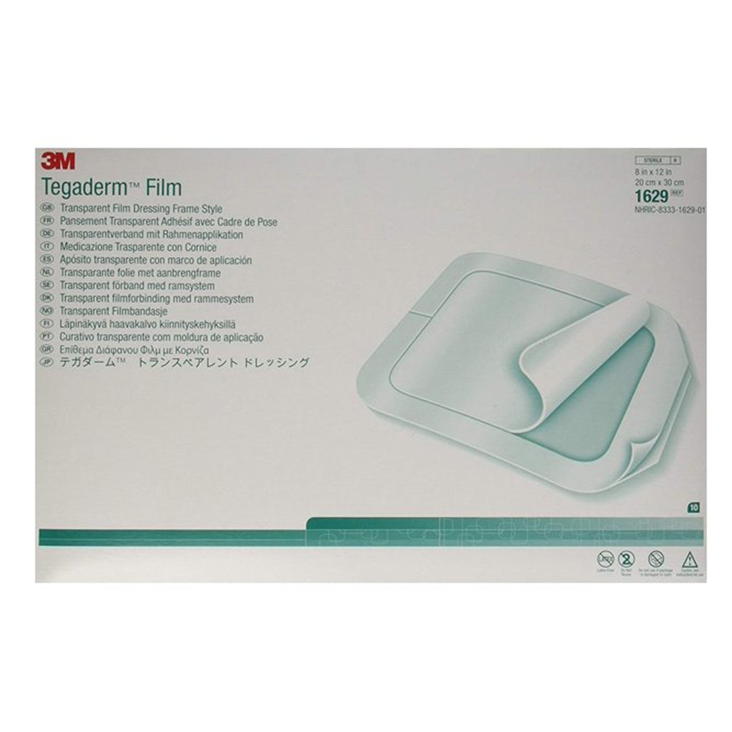 3M™ Tegaderm™ Rectangular Transparent Sterile Film Dressing, 8 x 12 Inch 1629