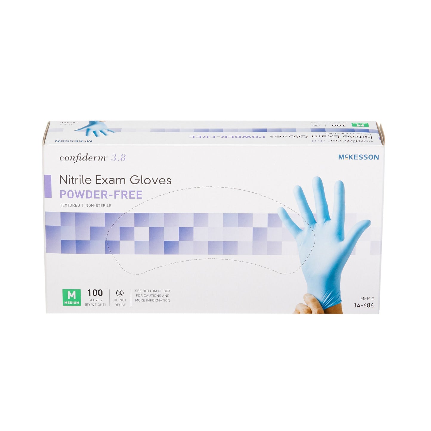 McKesson Confiderm® 3.8 Nitrile Exam Glove, Medium, Blue 14-686