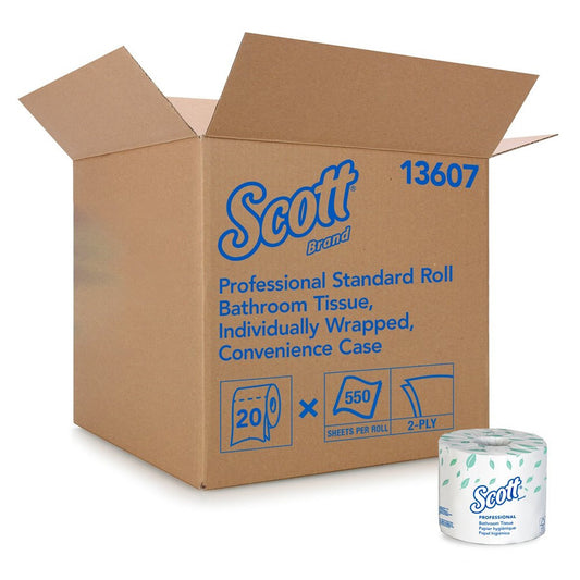 Toilet Tissue Scott® Essential White 2-Ply Standard Size Cored Roll 550 Sheets 4 X 4-1/10 Inch - 13607