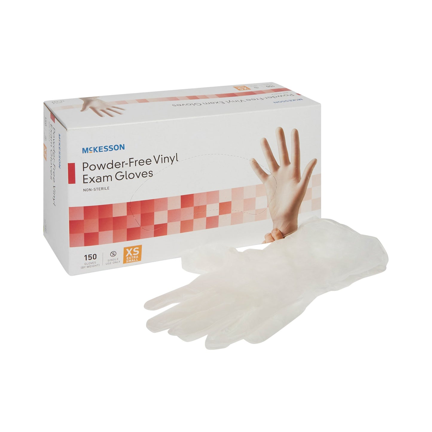 Exam Glove McKesson X-Small NonSterile Vinyl Standard Cuff Length Smooth Clear Not Rated - 14-132