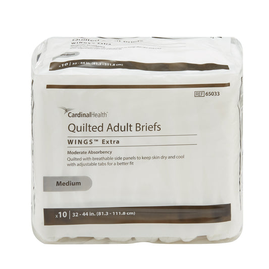 Unisex Adult Incontinence Brief Wings™ Extra Quilted Medium Disposable Moderate Absorbency - 65033