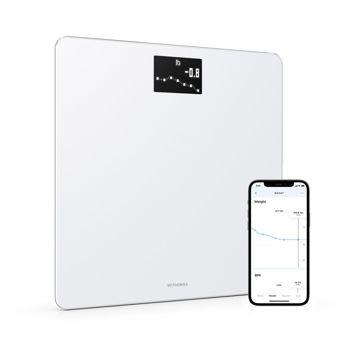 Withings Body Wifi Smart Scale, White WBS06-WHITE-ALL-INTER