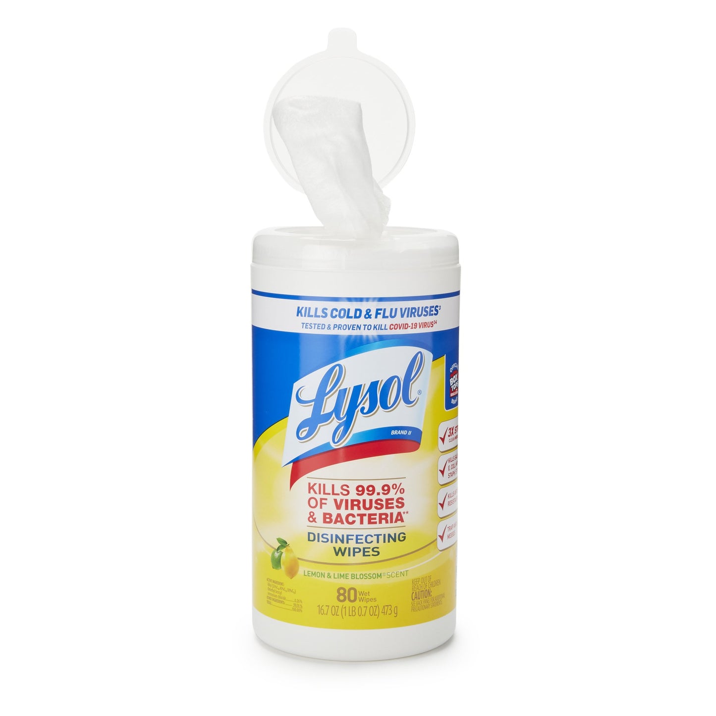 Surface Disinfectant Cleaner Lysol® Manual Pull Wipe 80 Count Canister Lemon Lime Blossom Scent NonSterile RAC77182CT