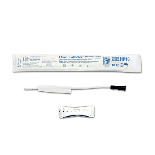 Urethral Catheter Hydrophilic Cure Catheter® Straight Tip Hydrophilic Coated Plastic 10 Fr. 10 Inch - HP10