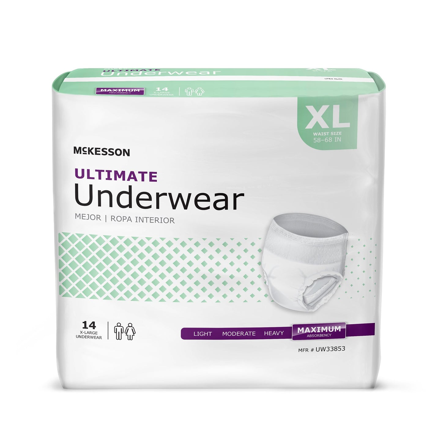 Unisex Adult Absorbent Underwear McKesson Pull On with Tear Away Seams X-Large Disposable Heavy Absorbency - UW33853