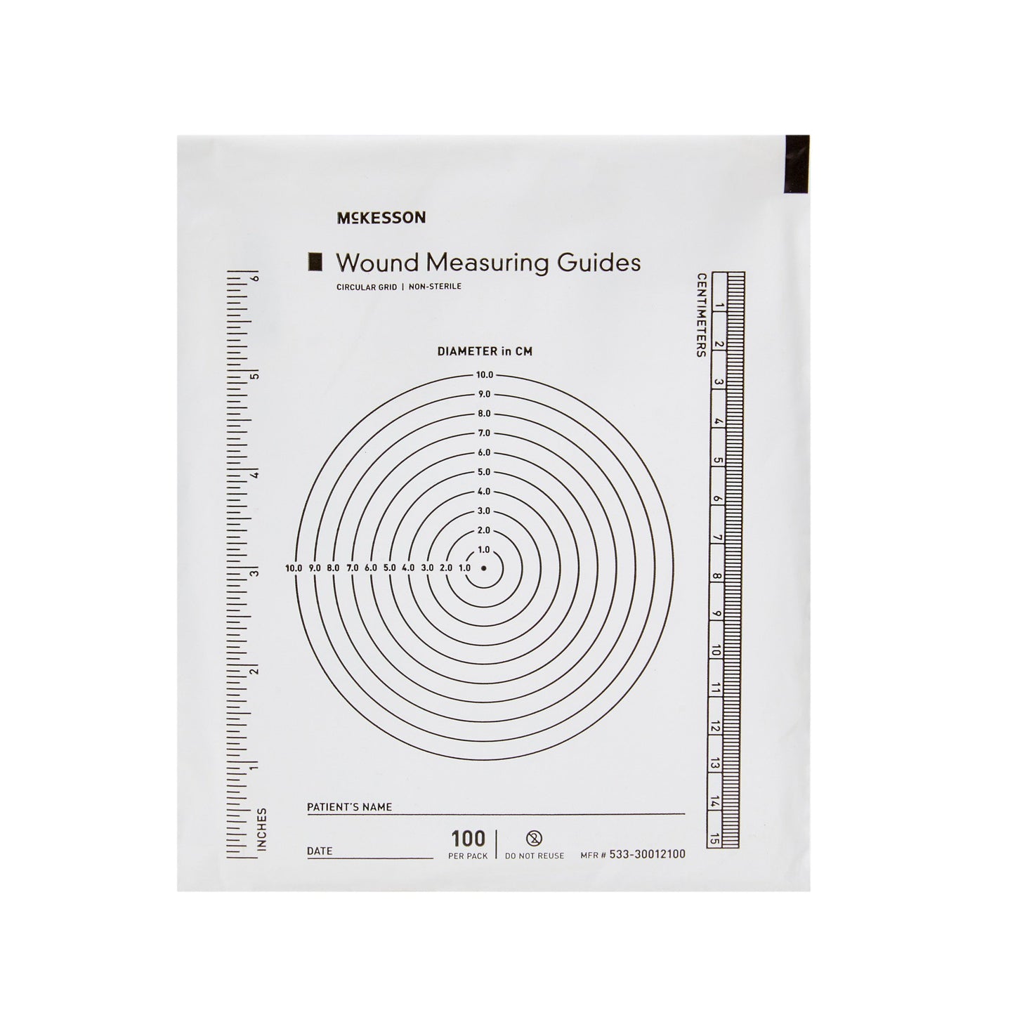 McKesson Plastic Wound Measuring Guide, 5 x 7 Inch 533-30012100