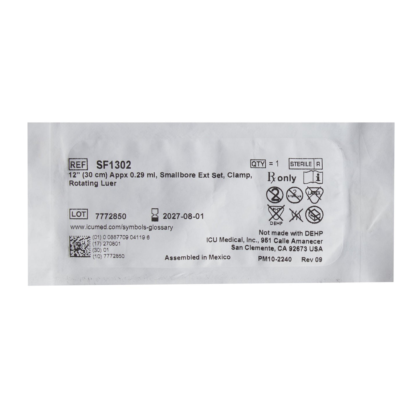 IV Extension Set ICU Small Bore 12 Inch Tubing SF1302