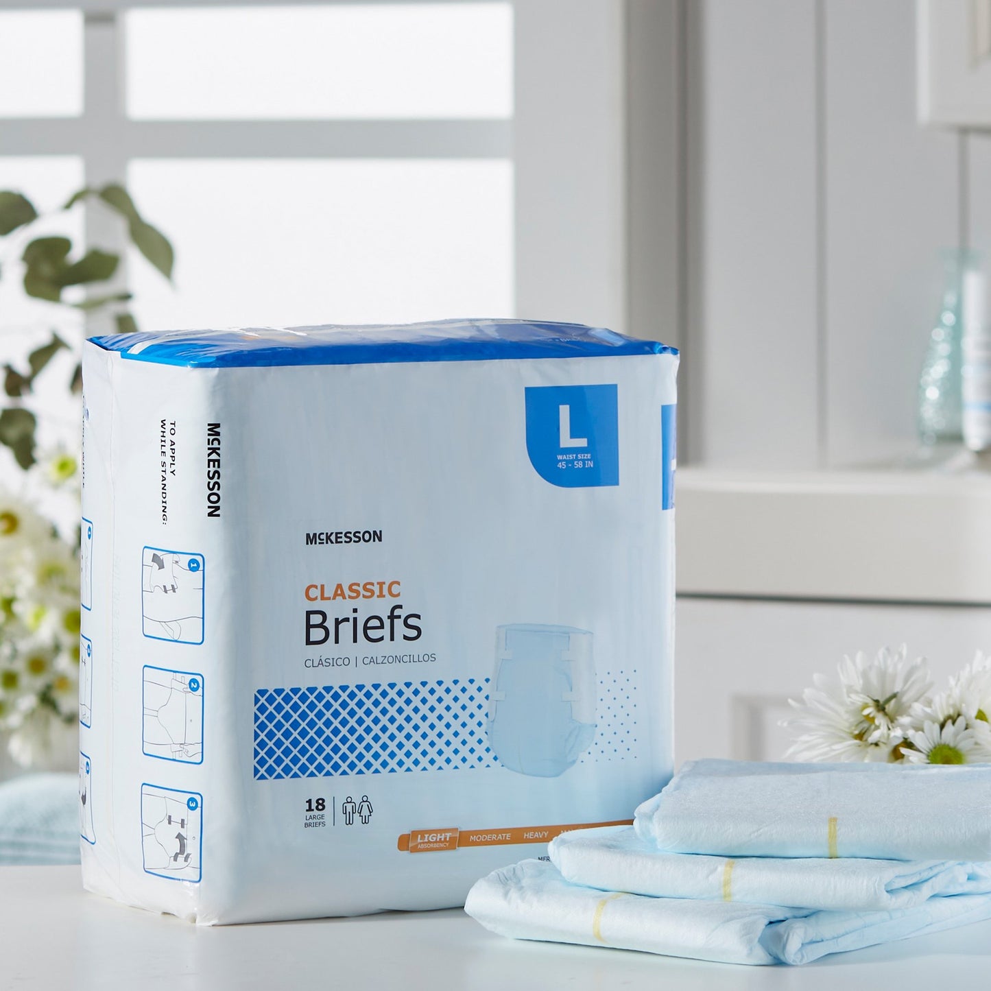 McKesson Classic Light Absorbency Incontinence Brief, Large BRBRLG
