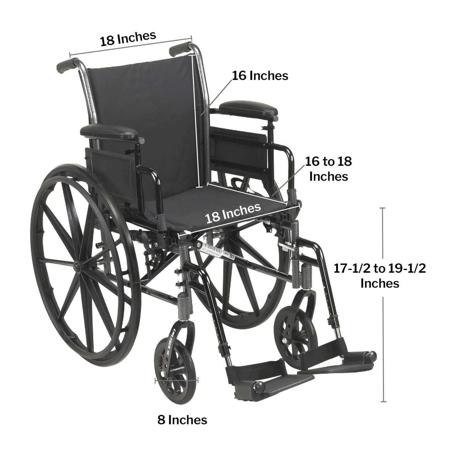 McKesson Manual Lightweight Wheelchair, 18 Inch Seat Width 146-K318ADDA-SF