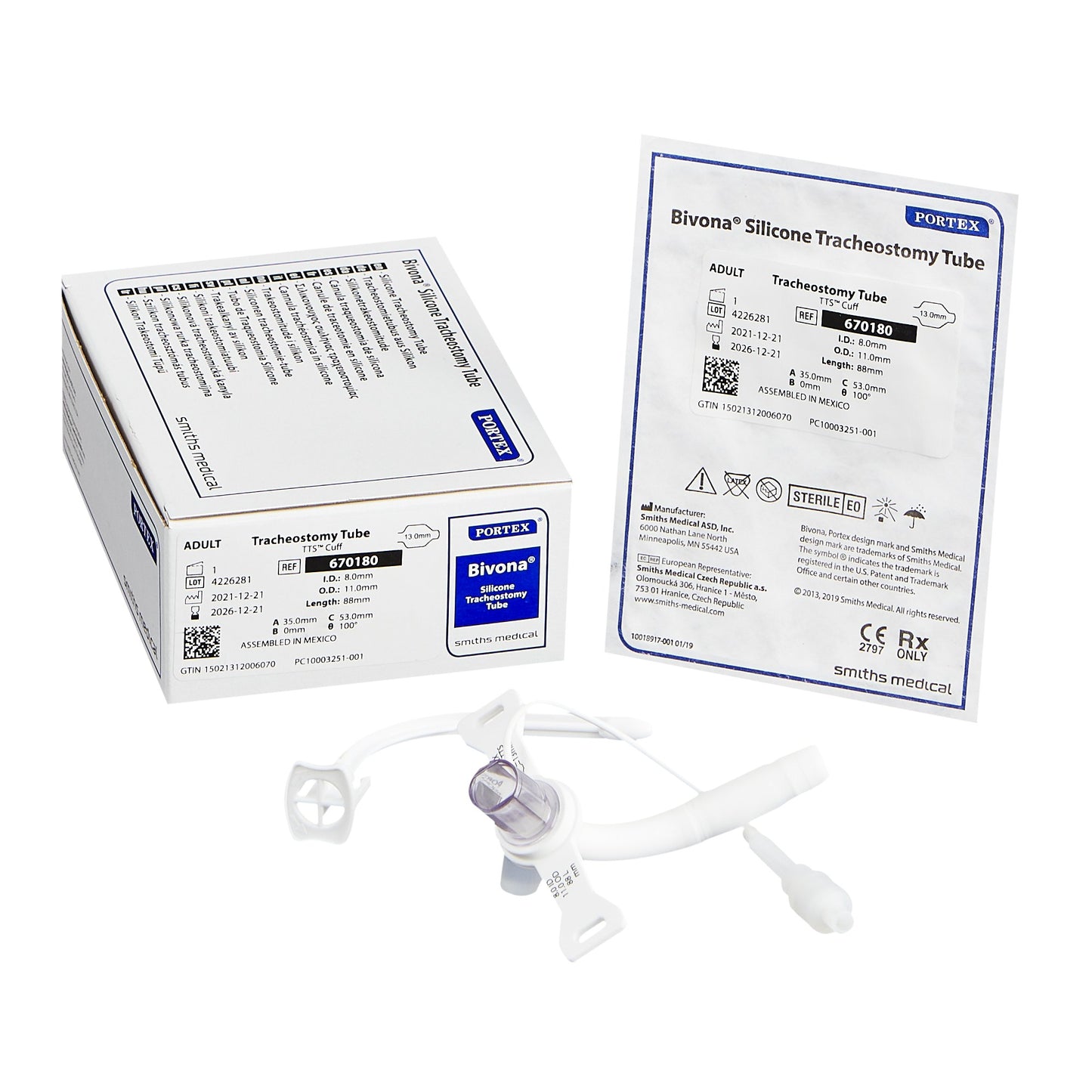Cuffed Tracheostomy Tube Bivona® TTS™ Disposable IC Size 8.0 Adult - 670180
