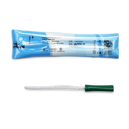 Urethral Catheter Cure Ultra® Straight Tip Lubricated PVC 14 Fr. 6 Inch - ULTRA14