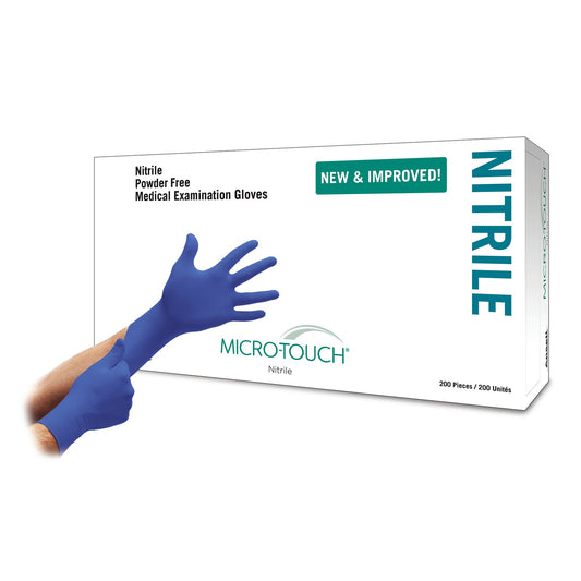 Exam Glove Micro-Touch® Nitrile X-Small NonSterile Nitrile Standard Cuff Length Textured Fingertips Blue Chemo Tested - 6034300