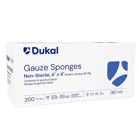 Gauze Sponge Dukal™ 4 X 4 Inch 12-Ply NonSterile 100 per Pack - 4122-100