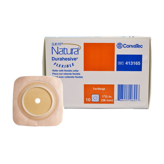 Ostomy Barrier Sur-Fit Natura® Durahesive® Trim to Fit, Extended Wear Adhesive Tape Borders 38 mm Flange Sur-Fit® Natura® System 4 X 4 Inch - 413165