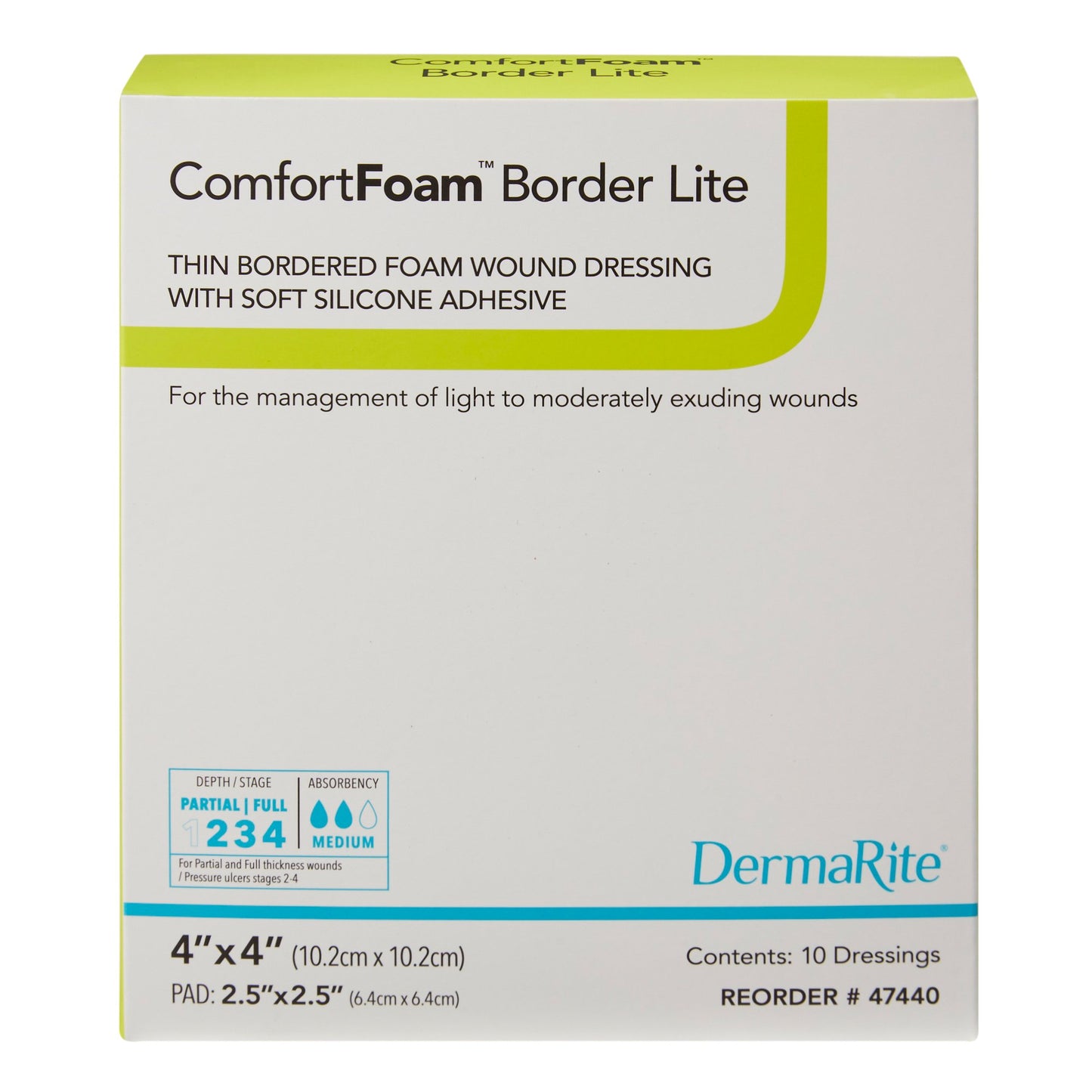 ComfortFoam™ Border Lite Thin Bordered Foam Wound Dressing, 4 x 4 Inch 47440