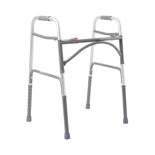 Bariatric Dual Release Folding Walker Adjustable Height McKesson Steel Frame 500 lbs. Weight Capacity 32-1/2 to 39 Inch Height - 146-10220-2