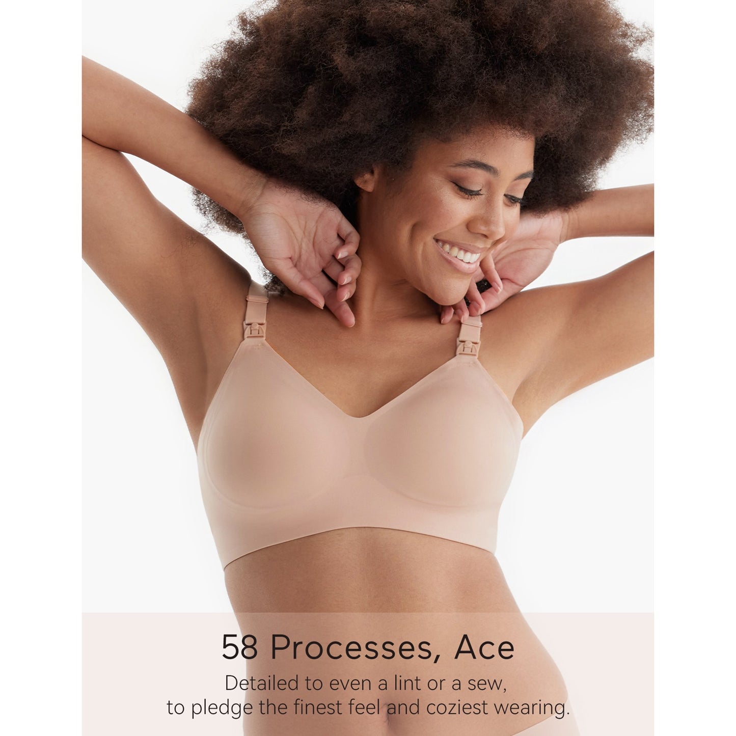 Momcozy Smooth Nursing Bra, Large, Beige FB021-SK100L-C