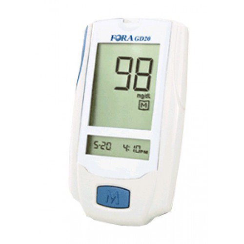 Blood Glucose Meter FORA® G 20 7 Second Results Stores up to 450 Results No Coding Required - GD20FM01