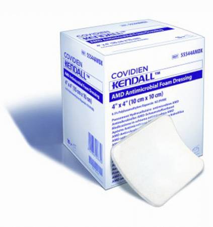 Antibacterial Foam Dressing Kendall™ AMD Foam 4 X 4 Inch Sterile - 55544AMD